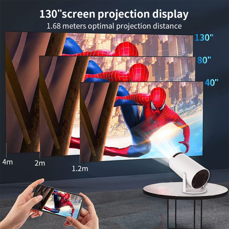 Projektor HY300 WiFi 6 Full HD 1280P Android 11 Inteligentní přenosný LED Mini projektor pro domácí kino