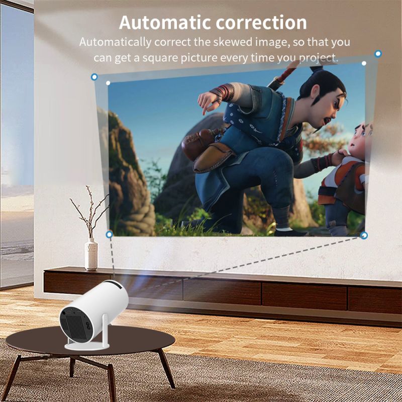 Projektor HY300 WiFi 6 Full HD 1280P Android 11 Inteligentní přenosný LED Mini projektor pro domácí kino