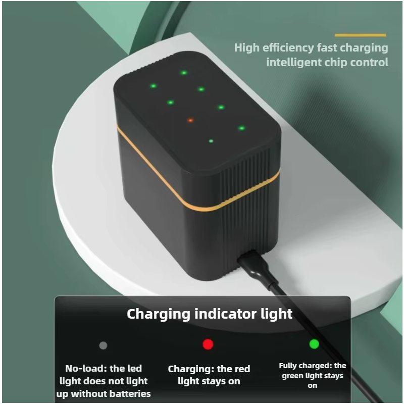 8ks Dobíjecí AA lithiové baterie s nabíječkou, 1.5V 3000mWh dlouhá výdrž Li-ion pro Xbox, fotoaparát, úložný box na baterie