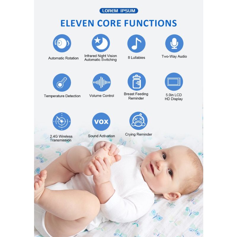 ABM501 Video Chůvička 2.4G Bezdrátová s 5.0