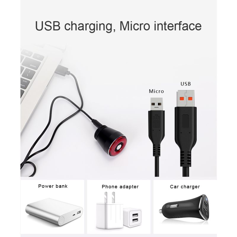 ANTUSI Q5 Chytré Zadní Světlo na Kolo s Automatickým Zapnutím pro Bezpečnost a Viditelnost Cyklistů