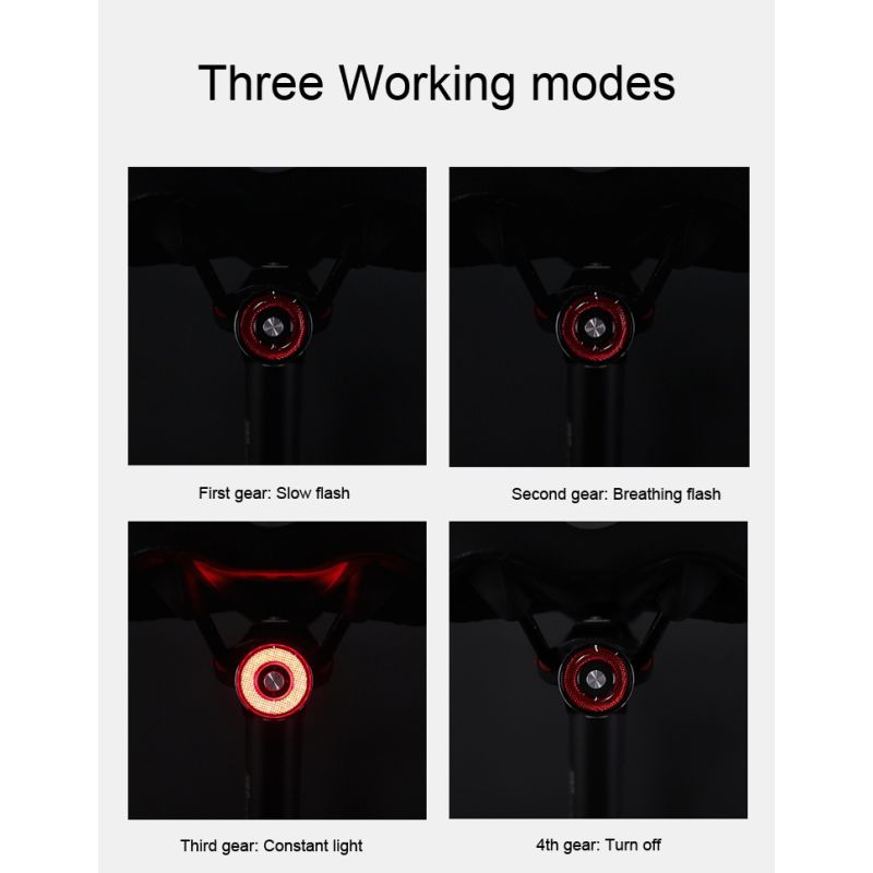 ANTUSI Q5 Chytré Zadní Světlo na Kolo s Automatickým Zapnutím pro Bezpečnost a Viditelnost Cyklistů