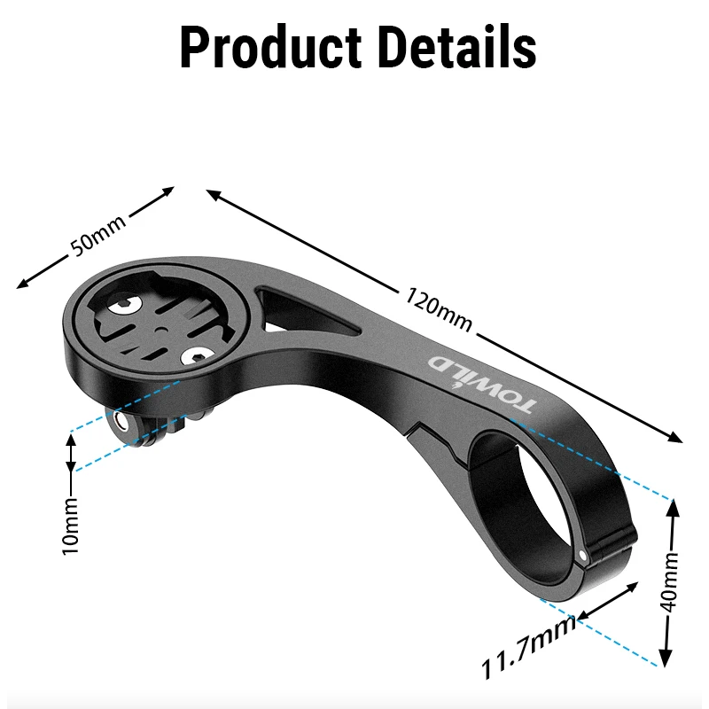 TOWILD AS90: Prodloužený držák řídítek pro Garmin & Světlo. Odolný, snadná montáž!