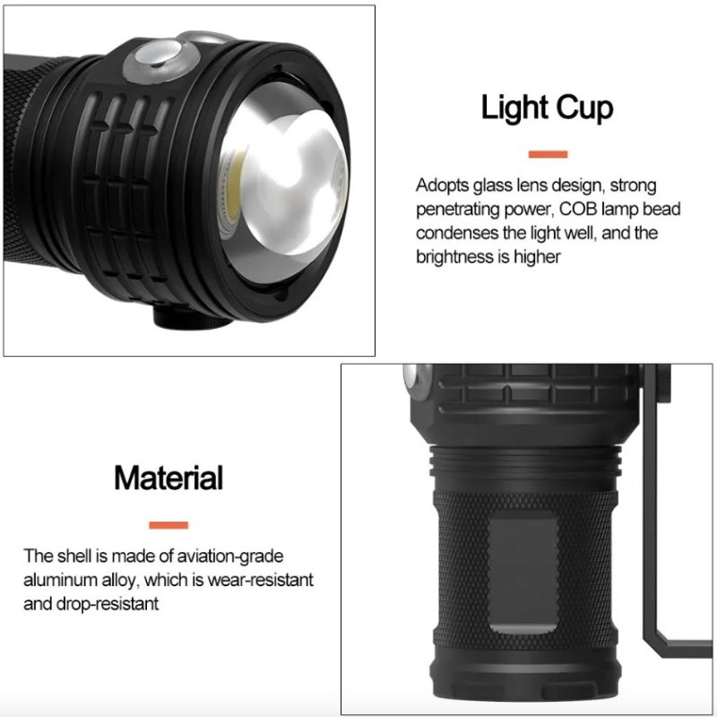 B12 LED Potápěčská svítilna: IPX8 Podvodní světlo pro Potápění a Foto – Odolná, Jasná!