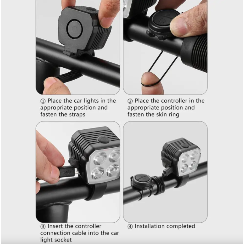 Cyklistická čelovka a houkačka 2v1 | MTB Bike Světla vpředu/vzadu | Kabelové ovládání zvonku/houkačky | Příslušenství na kolo