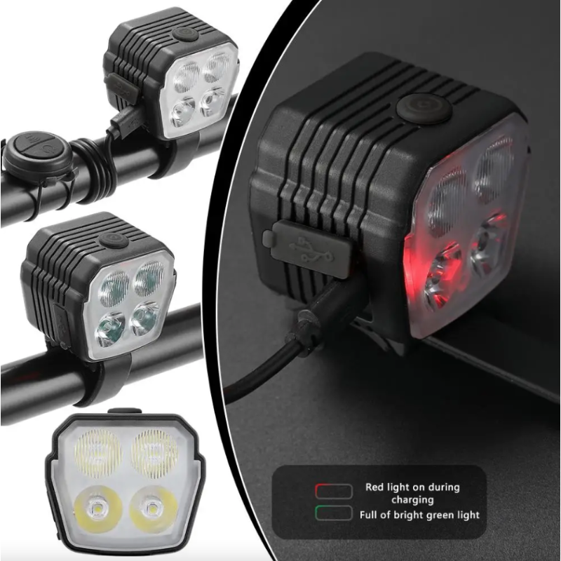 Cyklistická čelovka a houkačka 2v1 | MTB Bike Světla vpředu/vzadu | Kabelové ovládání zvonku/houkačky | Příslušenství na kolo