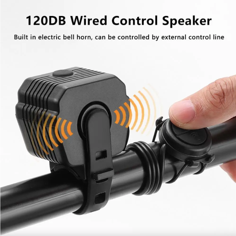 Cyklistická čelovka a houkačka 2v1 | MTB Bike Světla vpředu/vzadu | Kabelové ovládání zvonku/houkačky | Příslušenství na kolo