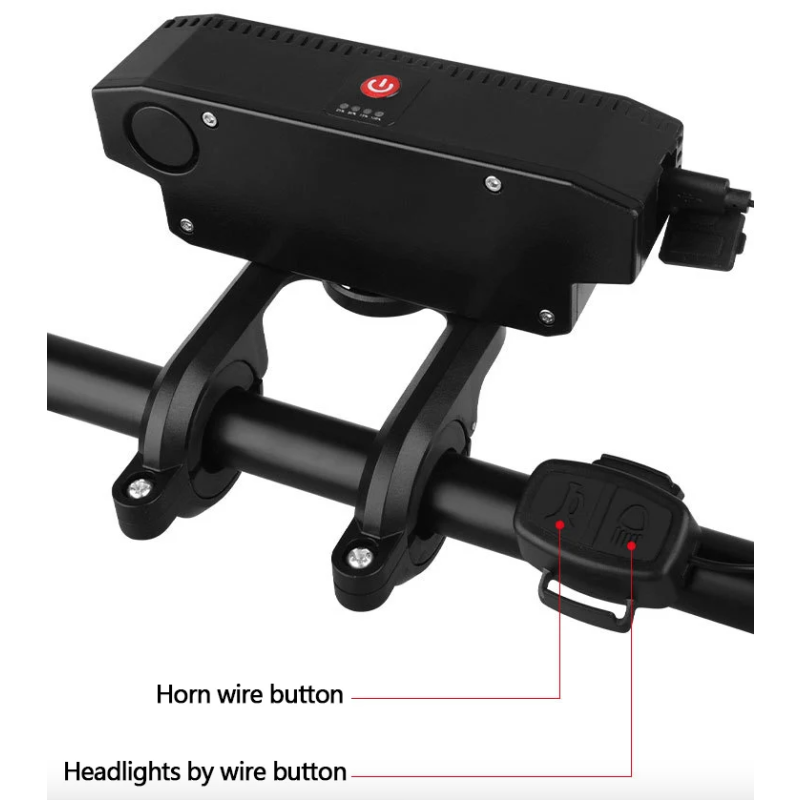USB Dobíjecí Přední Světlo s Hlásičem 120dB & Vodotěsný Cyklistický Zvonek – Bezpečnost pro Městské Cyklisty