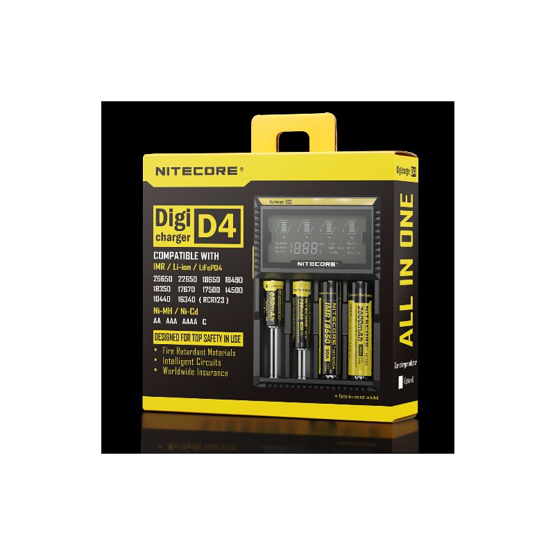 Nitecore D4 Digicharger Inteligentní Nabíječka s LCD Displejem, Ochrana proti Přepětí, pro 18650, Li-ion Baterie 700646178704
