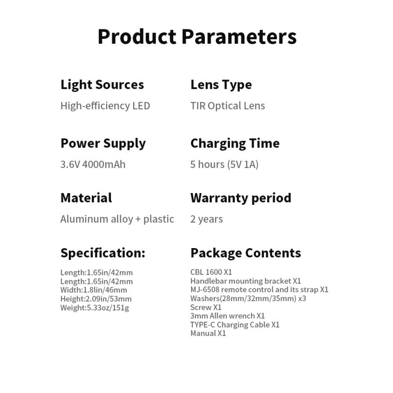 Magicshine CBL1600 Přední LED MTB světlo na kolo 1600 lumenů | Dálkové ovládání Cyklistická bezpečnost Noční jízda!