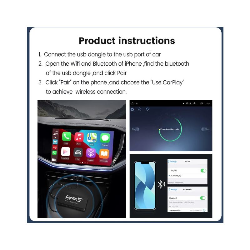CarlinKit USB CarPlay Dongle & Bezdrátové Android Auto AI Box | Snadná Instalace & Handsfree Volání