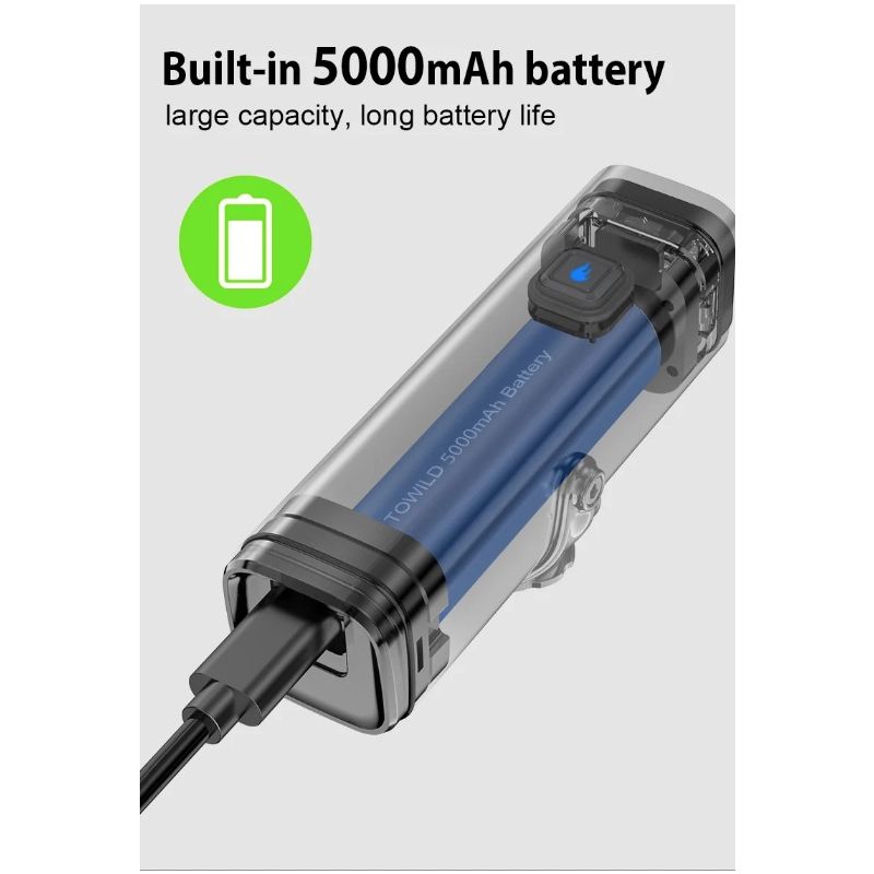 TOWILD CL1600 Přední Světlo na Kolo – LED, USB dobíjecí, Vodotěsný Světlomet pro Noční Jízdy