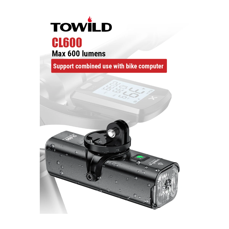 TOWILD CL600 Cyklistické Světlo: USB Dobíjecí LED Světlomet s 2000mAh pro Bezpečnost na Kolečích, Vodotěsné