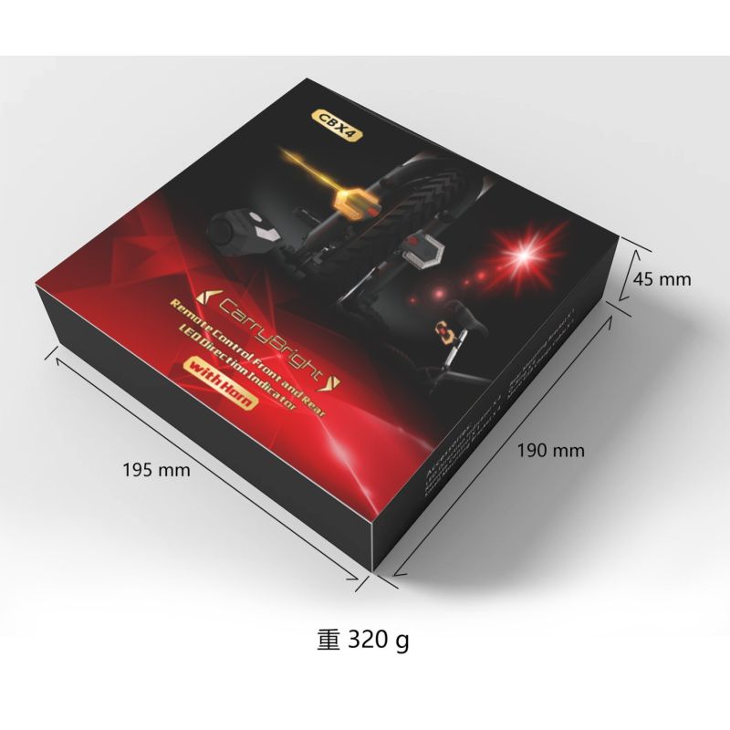 CarryBright CBX4: Klakson, LED směrovky, Vodotěsné Cyklo Světlo s Dálkovým Ovládáním pro Bezpečnost na Kolo