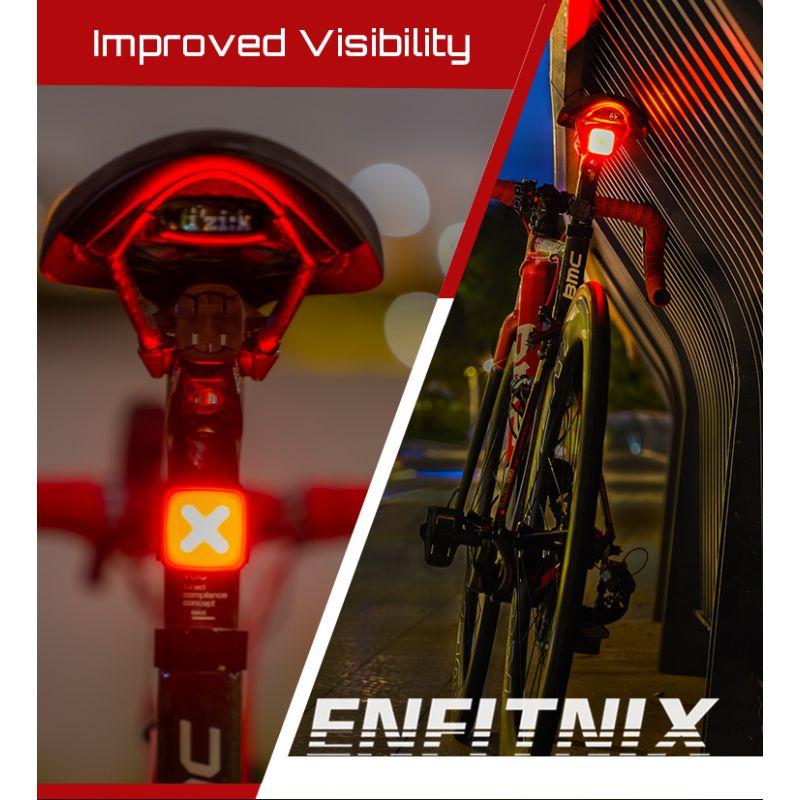 Enfitnix Cubelite III Ultra Jasné Chytré Zadní Světlo na Kolo USB Dobíjecí 30 Lumenů pro Bezpečnost a Viditelnost Cyklistů