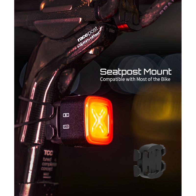 Enfitnix Cubelite III Ultra Jasné Chytré Zadní Světlo na Kolo USB Dobíjecí 30 Lumenů pro Bezpečnost a Viditelnost Cyklistů