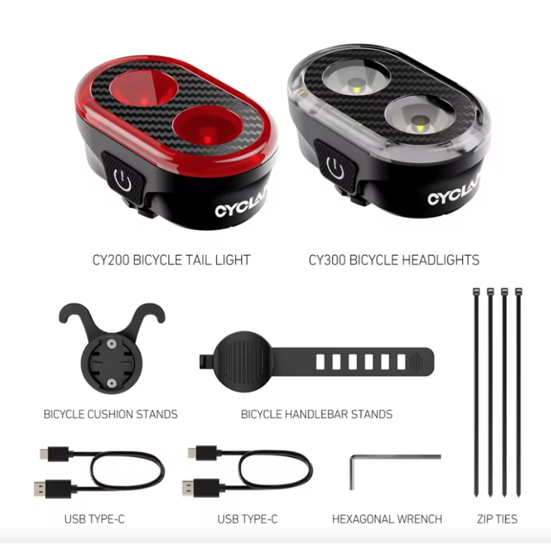 CYCLAMI CY200 Chytré zadní světlo na kolo s brzdovými senzory | IPX6 Vodotěsné LED světlo pro bezpečnou noční jízdu a dojíždění | Vysoká viditelnost a cyklistická bezpečnost