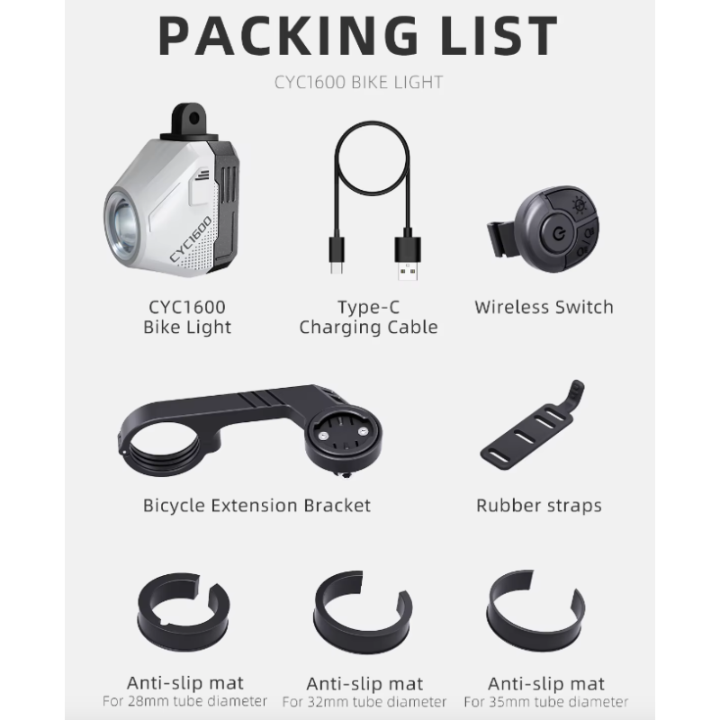 Výkonná Přední světla na kolo 1600LM s Bezdrátovým dálkovým ovládáním & Odolná konstrukce pro noční jízdu.