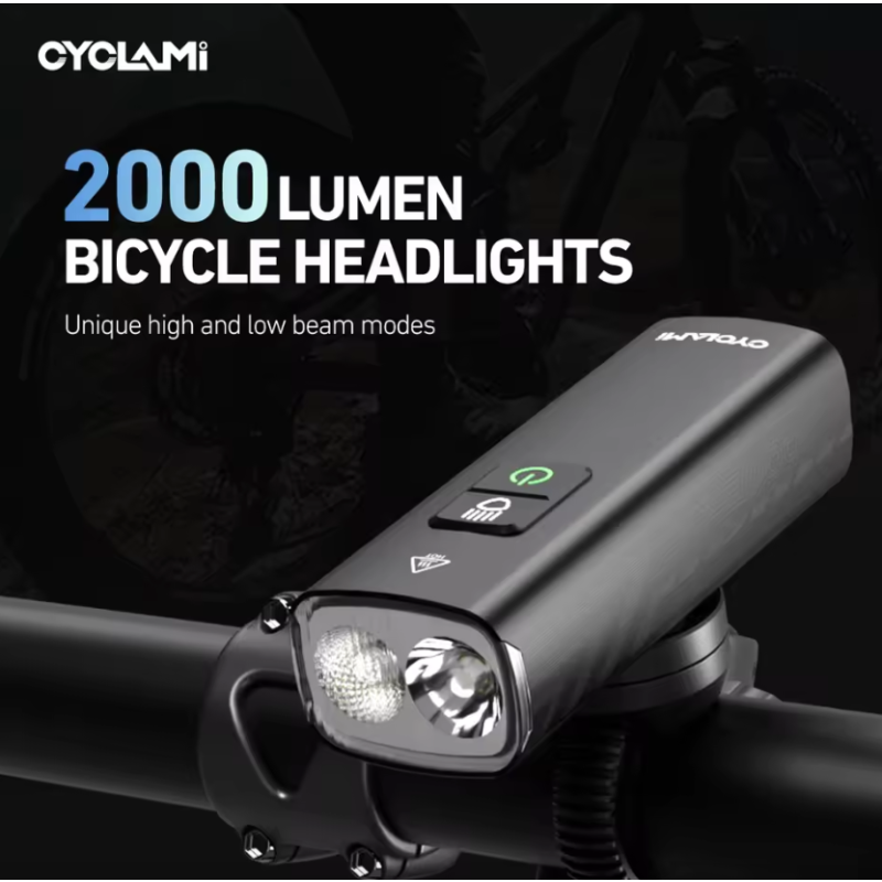 CYCLAMI BR2000/BR1200 světlo na kolo, 2000/1200 lumenů, USB-C. Odolné pro MTB/silnici. Buďte v bezpečí!