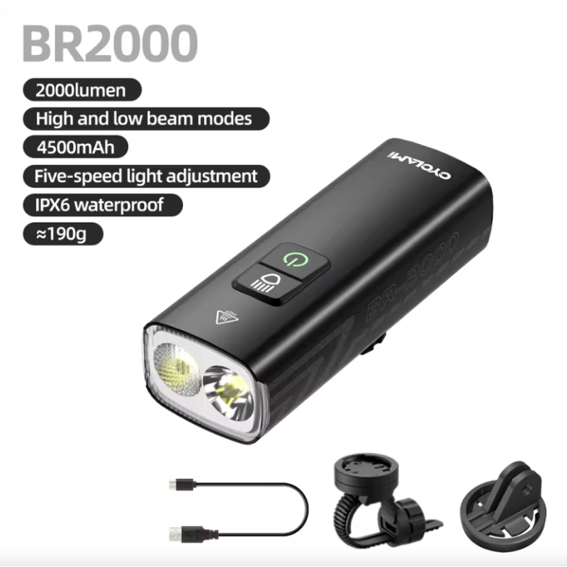 CYCLAMI BR2000/BR1200 světlo na kolo, 2000/1200 lumenů, USB-C. Odolné pro MTB/silnici. Buďte v bezpečí!