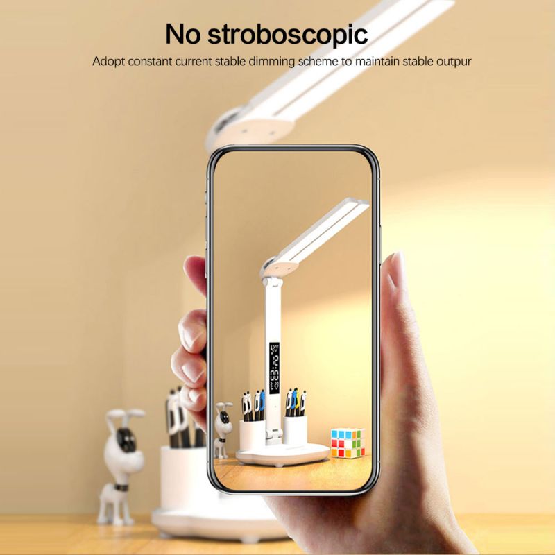 LED Stolní Lampa s Kalendářem a USB nočním světlem – Ochrana Očí, Přenosná, Nastavitelný Jas pro Domácí Kancelář a Ložnici