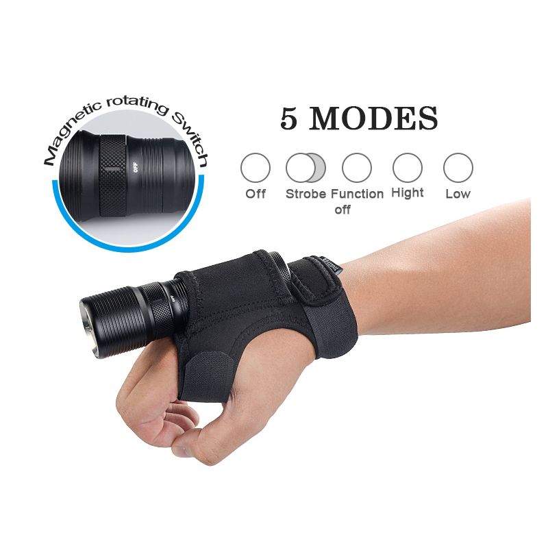 TrustFire TR-DF008 LED potápěčská svítilna 2700lm IPX8 odolná pro hluboké potápění a noční turistiku