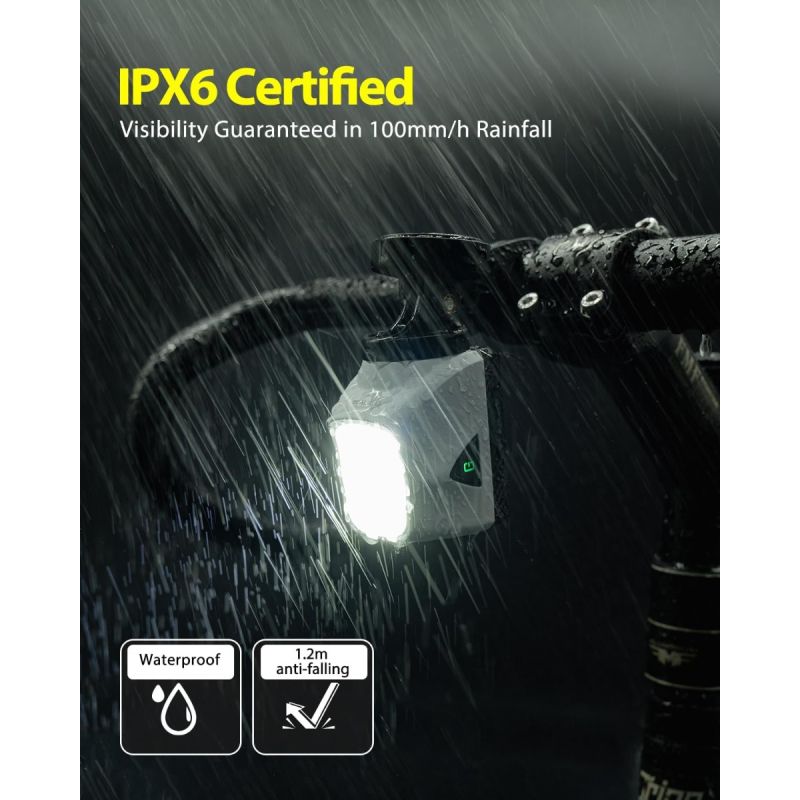 TOWILD DL1700: 1900 lumenů USB dobíjecí světlo na kolo, voděodolné pro noční jízdu.