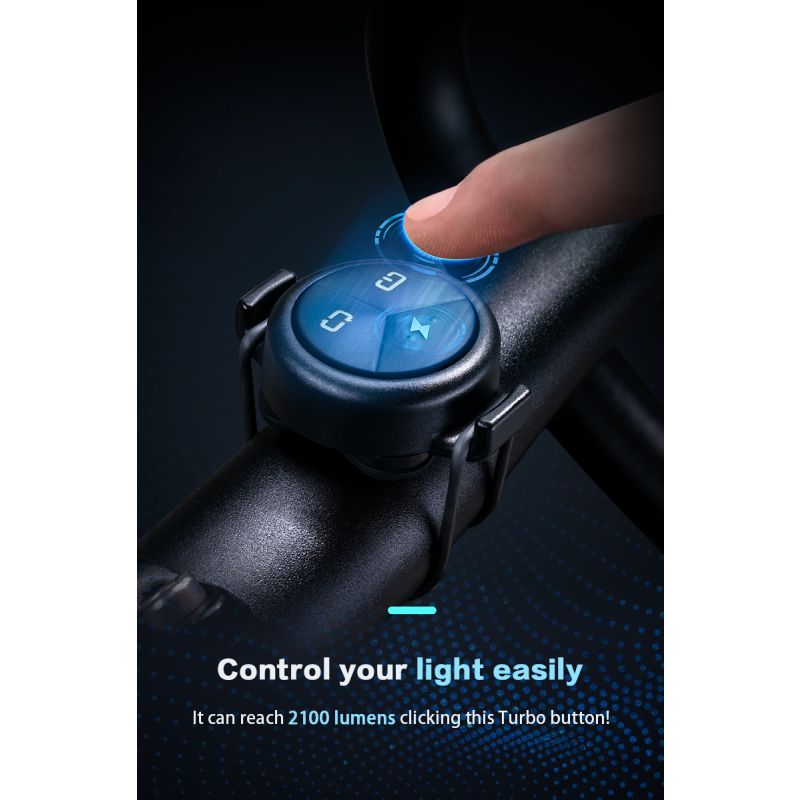 TOWILD DLite 1800 USB dobíjecí světlo na kolo 2100 lumenů, 5000mAh baterie, GoPro montáž, dvoupaprskové režimy