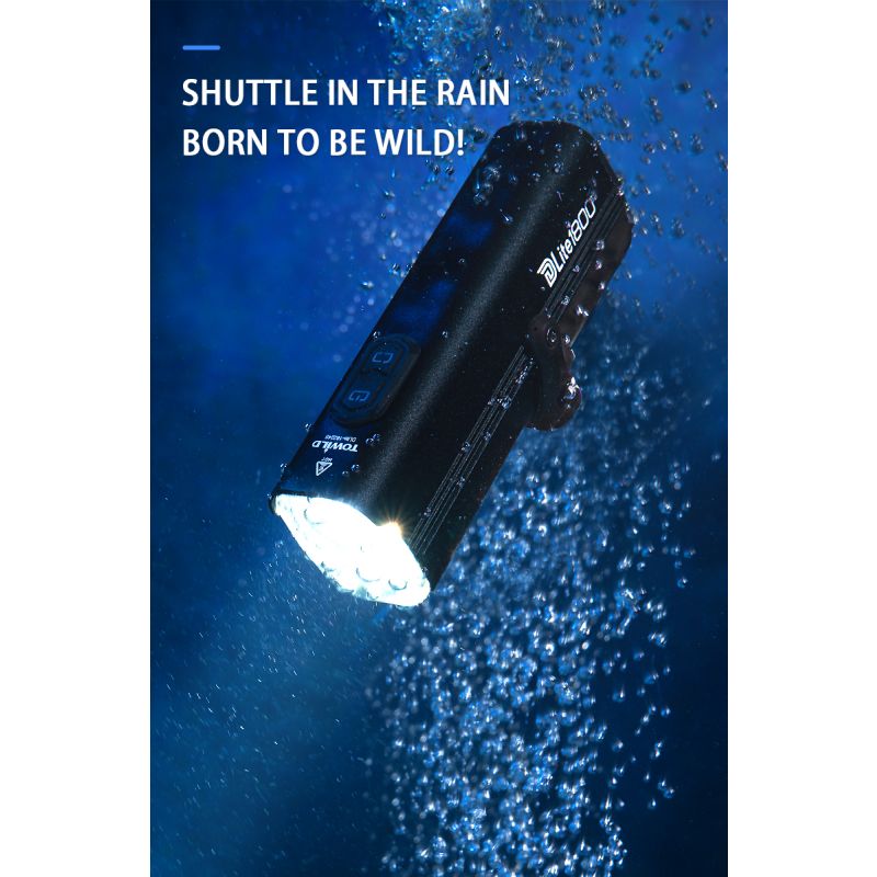 TOWILD DLite 1800 USB dobíjecí světlo na kolo 2100 lumenů, 5000mAh baterie, GoPro montáž, dvoupaprskové režimy