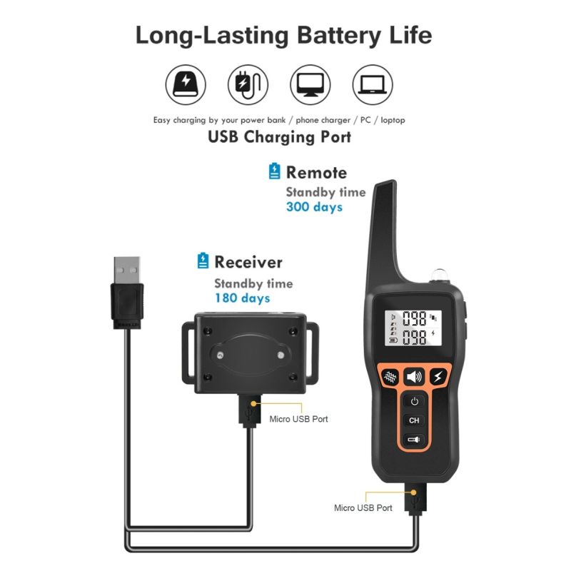 1000m Elektrický Výcvikový Obojek pro Psy, Vodotěsný Nabíjecí Obojek s Dálkovým Ovládáním pro Venkovní Výcvik