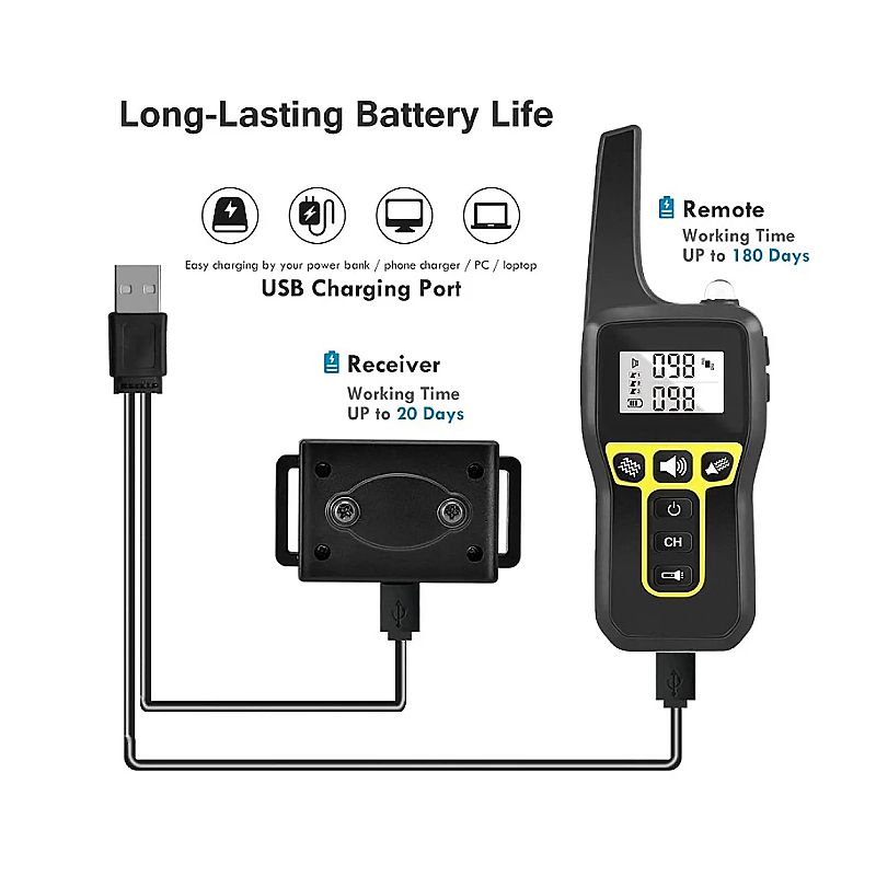1000m Elektrický Výcvikový Obojek pro Psy, Vodotěsný Nabíjecí Obojek s Dálkovým Ovládáním pro Venkovní Výcvik