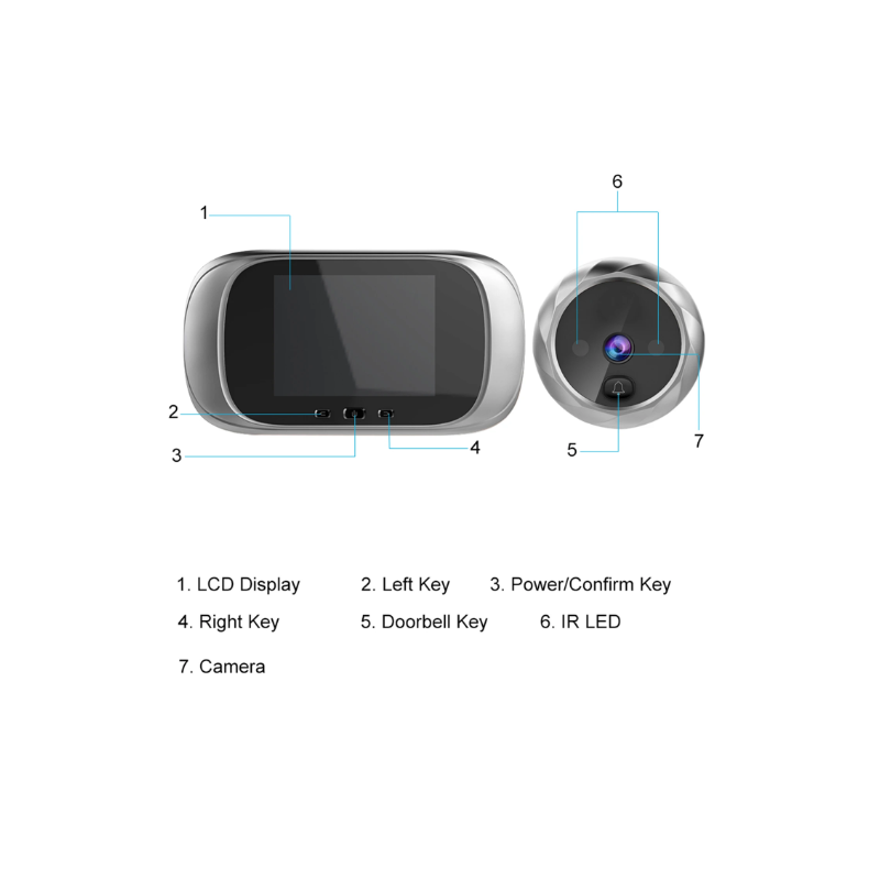 Digitální dveřní kukátko kamera se zvonkem – 2,8