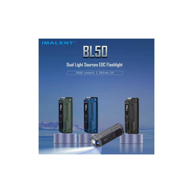 IMALENT BL50: 3600lm LED svítilna s UV, OLED displejem a Type-C dobíjením pro dobrodružství & domov
