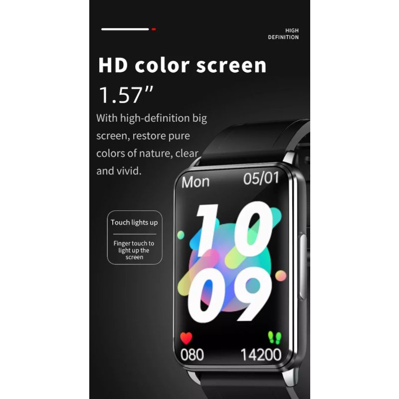 EP02 Chytré hodinky pro měření krevní glukózy, EKG, HRV, srdečního tepu a teploty, 1,57