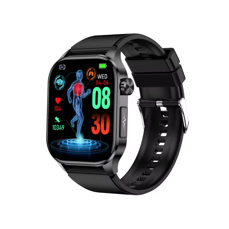 E580 Chytré Hodinky s Glukózou, EKG, Srdečním Tepem, Krevním Tlakem a IP68. Zdraví na 2.04" Displeji!