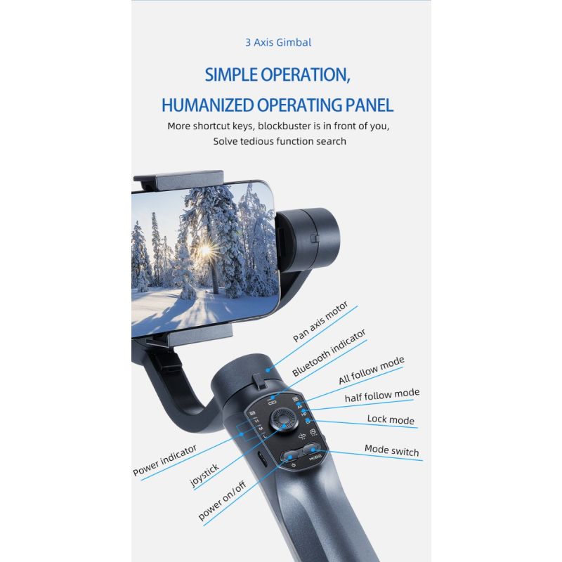 F10 Pro Stabilizátor: 3-osý Gimbal pro Telefon | Plynulá Videa s Android/iPhone | Snadné Natáčení Vlogů!