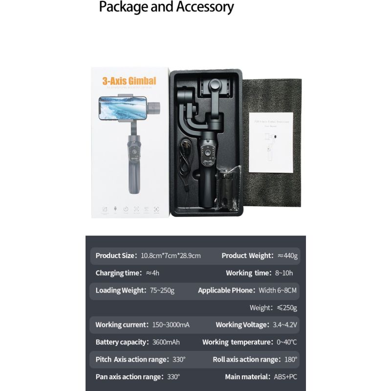 F10 Pro Stabilizátor: 3-osý Gimbal pro Telefon | Plynulá Videa s Android/iPhone | Snadné Natáčení Vlogů!