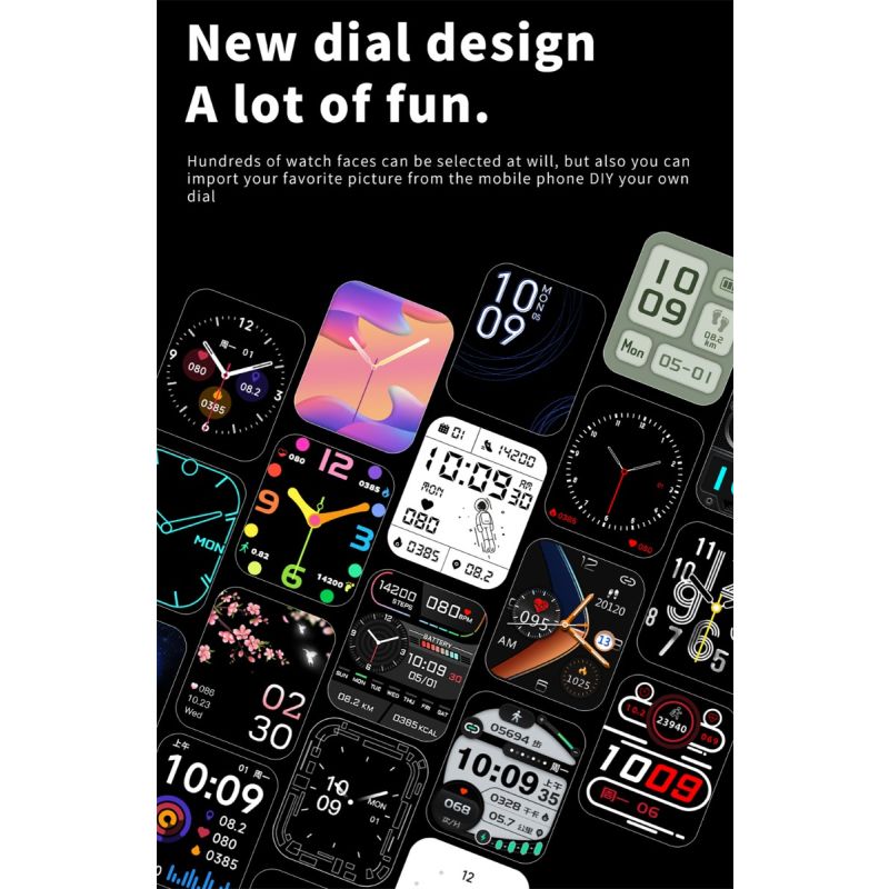 Chytré hodinky F57L s monitorem cukru, tlaku, tepu a teploty | Sportovní monitor 1.91