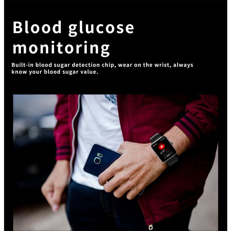 Chytré hodinky F57L s monitorem cukru, tlaku, tepu a teploty | Sportovní monitor 1.91