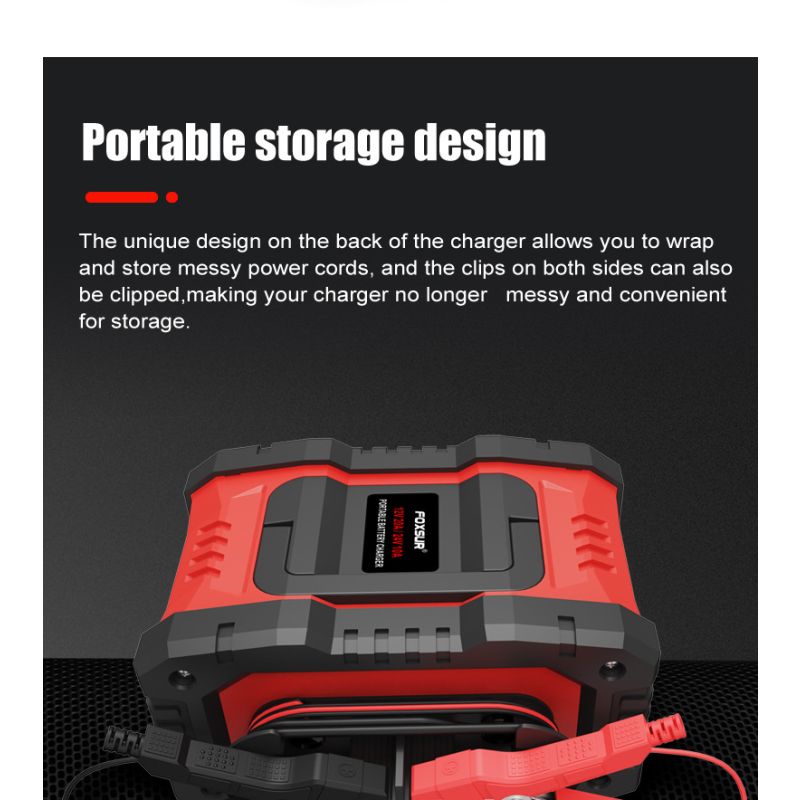 FOXSUR 20A 12V/24V Přenosná Nabíječka Autobaterií | Univerzální & Spolehlivá s 7-stupňovým CPU Řízením