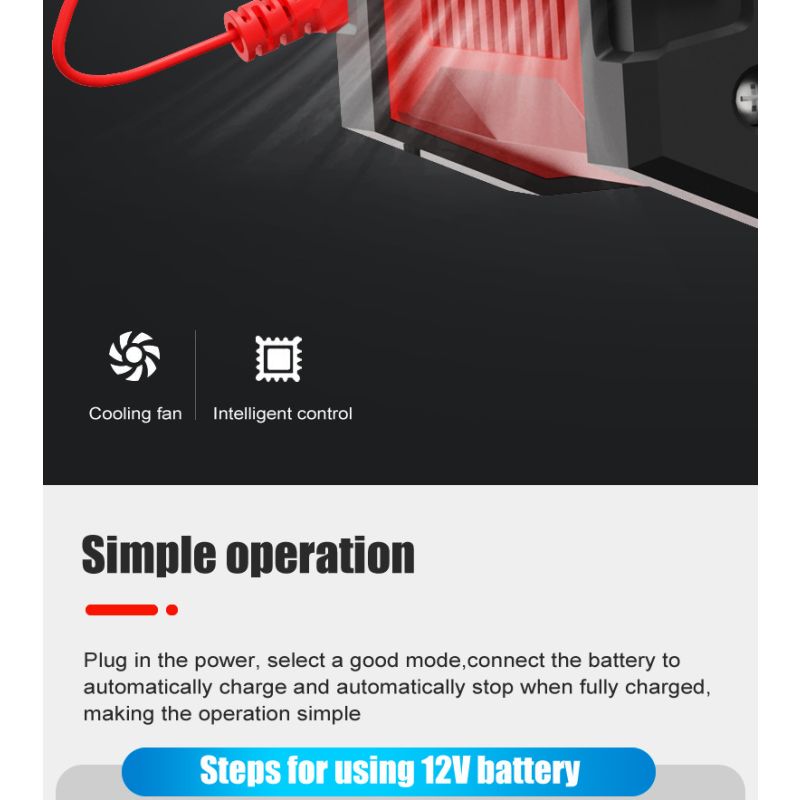 FOXSUR 20A 12V/24V Přenosná Nabíječka Autobaterií | Univerzální & Spolehlivá s 7-stupňovým CPU Řízením