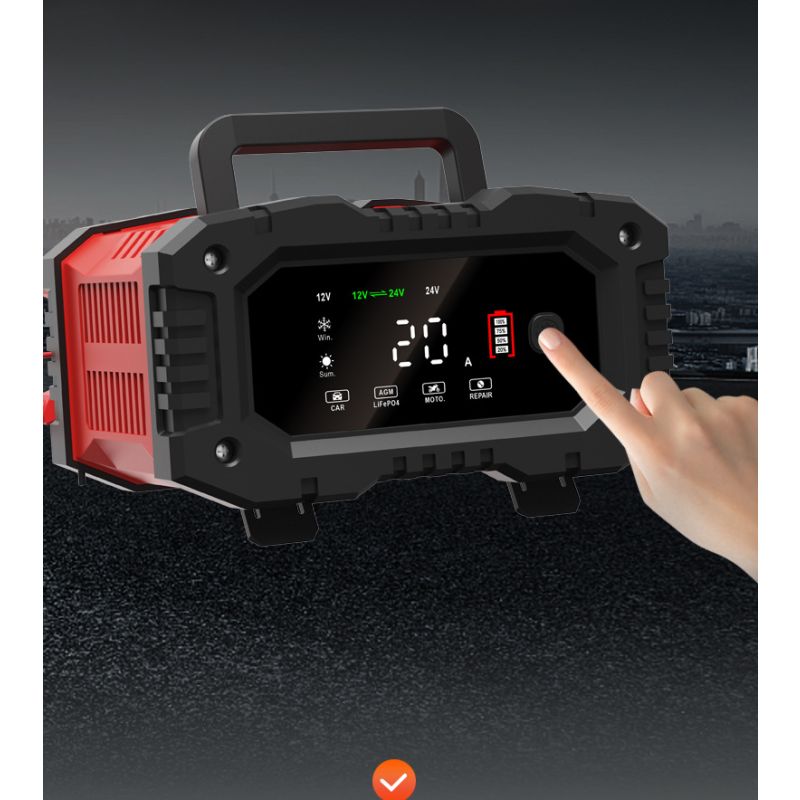 FOXSUR 20A 12V/24V Přenosná Nabíječka Autobaterií | Univerzální & Spolehlivá s 7-stupňovým CPU Řízením