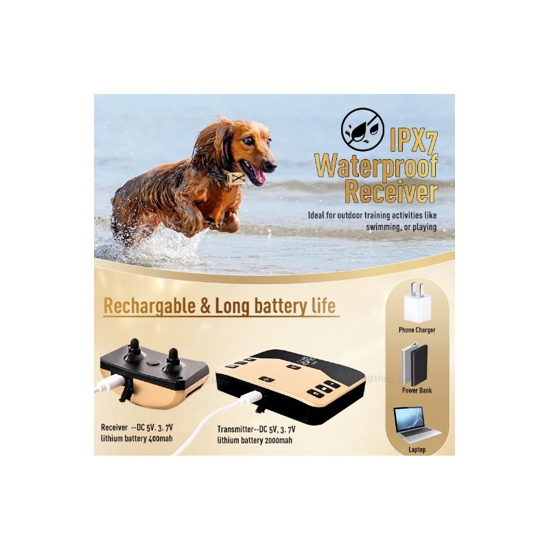 Bezdrátový elektronický plot a výcvikový obojek pro psy 2v1 | Bezpečí mazlíčků a trénink s nastavitelným dosahem