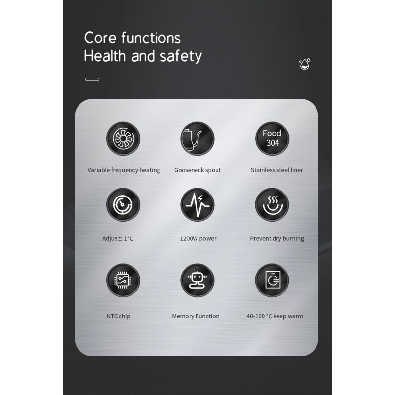 Elektrická Konvice: Přesné Nalévání s Regulací Teploty, Rychlý Ohřev pro Kávu a Čaj! Nový Stav.