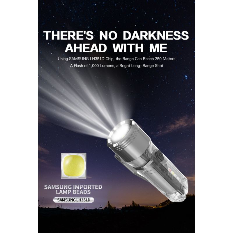 GT13 TIKI USB-nabíjecí Mini Keychain Light 1000 lumenů – Kompaktní EDC dobrodružná výbava a městský průzkum