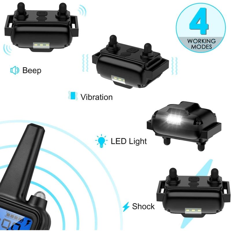 **Dálkový Vodotěsný Výcvikový Obojek pro Psy 800m – Šok, Vibrace, Zvuk – Pro Všechny Velikosti LCD**