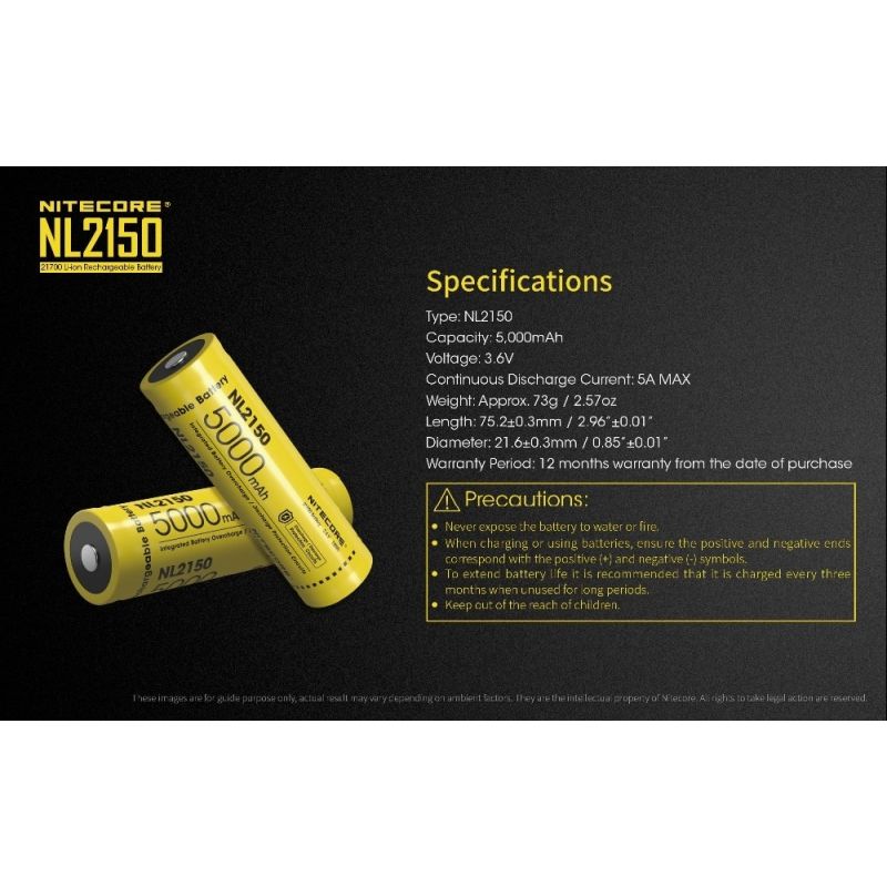 NITECORE NL2150 5000mAh 21700 Baterie – Lehká, Odolná Li-ion Dobíjecí pro Elektroniku a Outdoor!