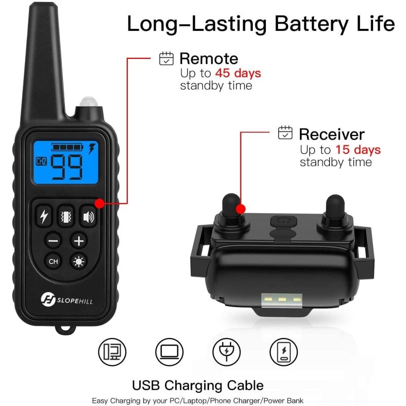 800m Elektrický Vodotěsný Obojek pro Psy s LCD Dálkovým Ovládáním – Bezpečný Trénink pro Všechny Velikosti