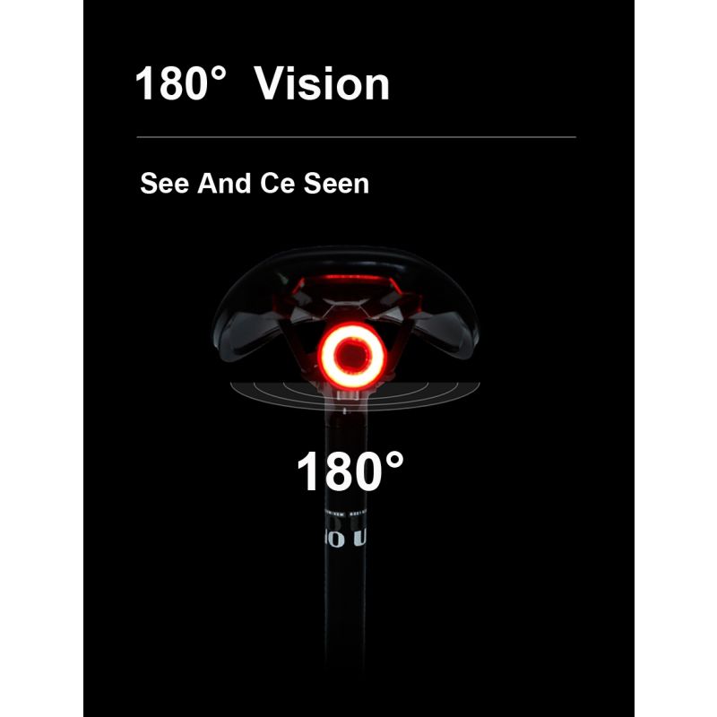 Smart Kolo Zadní světlo s Brzdovým světlem | Auto Start Stop, USB Nabíjení & IPX6 | Bezpečnostní LED Světlo na Kolo s Automatickým Zapínáním pro Cyklisty