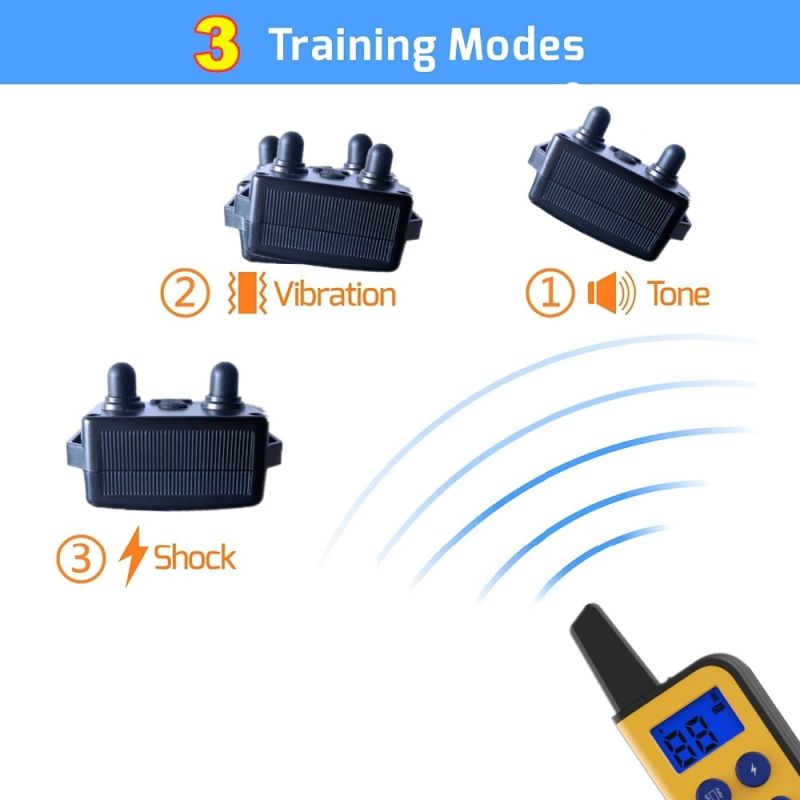 2020 Nový Elektrický Výcvikový Obojek pro Psy 1000m Vodotěsný s LCD Displejem, Dobíjecí pro Všechny Velikosti